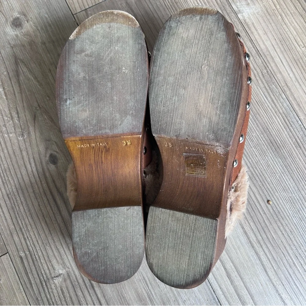275 Central Faux-Fur Trim Brown Platform Clog Mule. Made in Italy size 38 - Picture 7 of 7